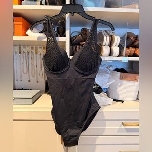 Black Lace-Top One-Piece Swimsuit (brand new with tags)